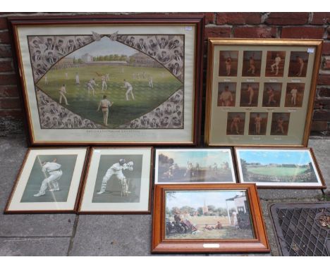 A collection of seven assorted cricket related prints, including two after Albert Chevallier Tayler (1862-1925) one depicting