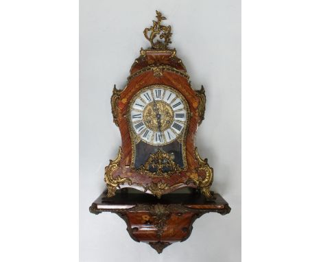 A contemporary French Bracket clock in the Louis XV style, brass and enamel dial with Roman numerals, with two-train movement