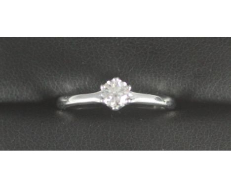 An 18ct white gold ring centrally claw set with a solitaire RBC diamond, total diamond weight approximately 0.50cts, gross we