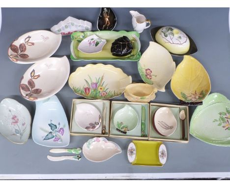 A collection of Carltonware including hand-decorated advertising sign by Lynn Cyples, boxed items, muffin dish, salad ware et