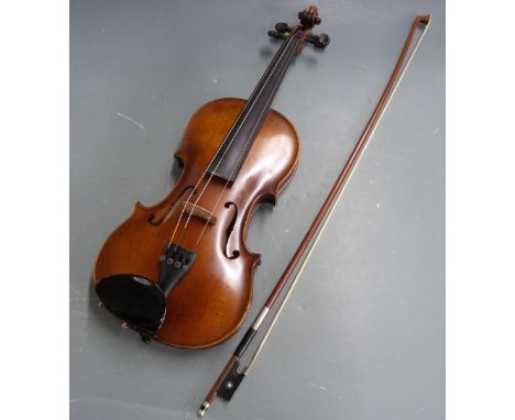 German violin labelled Franz Sandner 2001, produced in an earlier style, with 35.5cm two piece back, together with a Roger Br