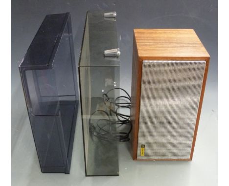 Hi-fi related items to include two record deck covers and Celestion Studio Series Ditton 10 speaker