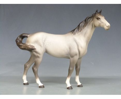 Beswick first version Swish Tail Horse in grey matt, H22cm