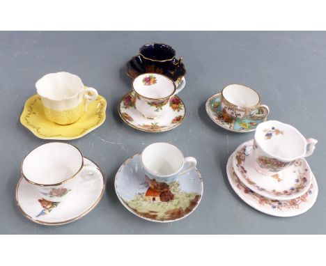 A large collection of miniature/collectable cups and saucers including Royal Albert, Royal Doulton, Brambly Hedge, Coalport, 