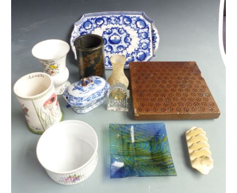 Ceramics and glass including Waterford Crystal clock, Mason's tureen, Royal Worcester, large porcelain blue and white tray, A