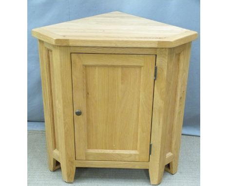 Contemporary light oak corner cupboard, W74 x H79cm