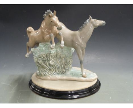 Nao figure group of two horses, H29cm