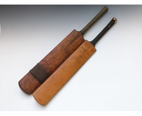 Two vintage cricket bats comprising Spalding Brothers 'Club Match' autographed by Len Hutton and a Nicholls 'The Hammond' aut