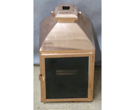 Contemporary 'Iron Clay' glazed copper garden light / lantern, H37cm
