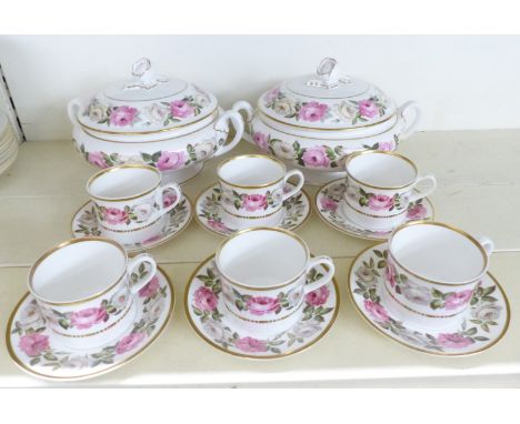 Royal Worcester tureens and teaware in Royal Garden pattern, fourteen pieces