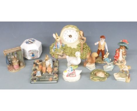 Border Fine Arts Beatrix Potter figures / tableaux including The Tale of Peter Rabbit Millennium, Peter Squeezed Under the Ga