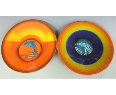 Two limited edition Poole Pottery chargers, 'Earth' and 'Final Quay'