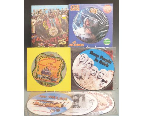 Picture Discs - Seven picture discs including The Beatles - Sgt. Pepper (PHO 7027), Deep Purple - In Rock (EJ26 03430), Gilla