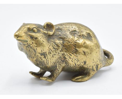 Japanese cast brass model of a mouse/ rat, threaded hole to base, likely early 20thC, H3cm