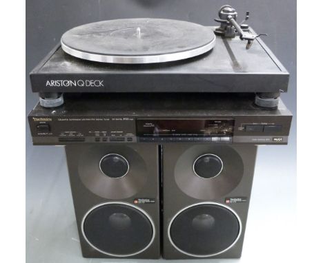 Technics stereo tuner ST-G470L, together with Linear Phase Speaker System SB-F3, and an Ariston Q record deck&nbsp;