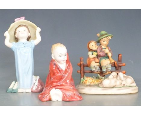 Royal Doulton figures Make Believe and This Little Pig, Goebel Hummel, Bing &amp; Grondahl cat, Beswick and Royal Doulton cat