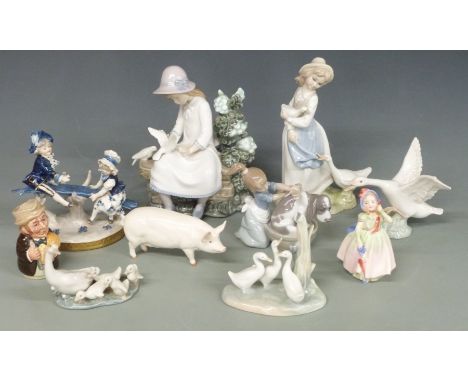 Lladro, Nao, Royal Doulton, Beswick and other ceramic figures, tallest 23cm