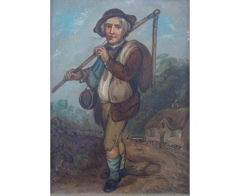 Continental oil on board of a man smoking a pipe, 19 x 14cm&nbsp;&nbsp;