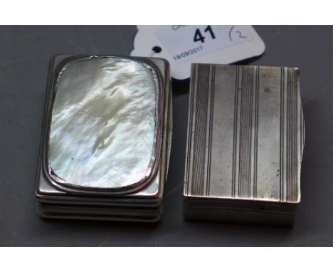 A Georgian silver snuff box with other of pearl top, silver gilt interior and having makers mark M.C for Matthew Linwood, Bir