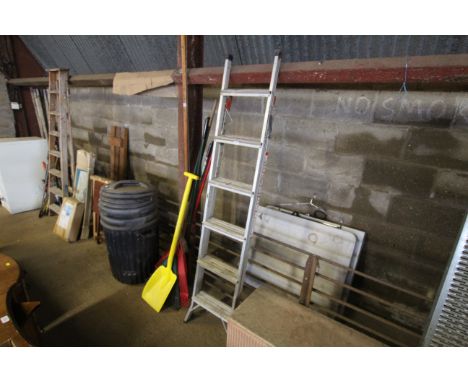 An aluminium three way ladder
