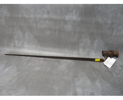 A MARTINI HENRY 1876 BAYONET, with fullered triangular blade, marked W.D. with broad arrow above, L 64 cm