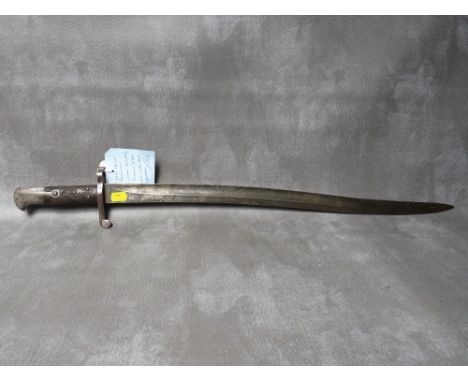 AN ENFIELD 1856 PATTERN SWORD BAYONET, with chequered leather grips (Lacking scabbard), L 72 cm