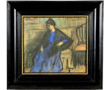 PABLO PICASSO, 'Mujer con manton sentada', off set lithograph, ref: Spadem, vintage Dutch style frame. 