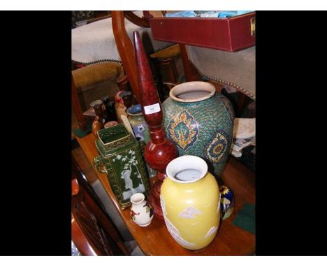 A Royal Doulton vase, together with other collectable ceramics, etc. CONDITION REPORTCondition of green pierced vase with ele