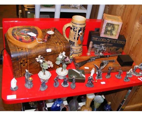 A quantity of Lord of The Rings miniature figures, a Sekonda wrist watch, a German stein and other collectables 