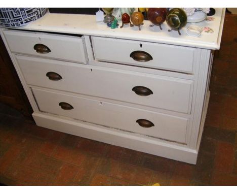 A painted antique chest of two short and two long drawers - width 107cm 