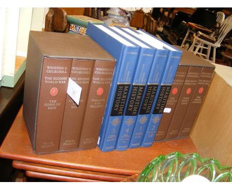 A Folio Society Edition of Winston S Churchill's 'The Second World War' in six volumes, together with The Oxford Encyclopedia