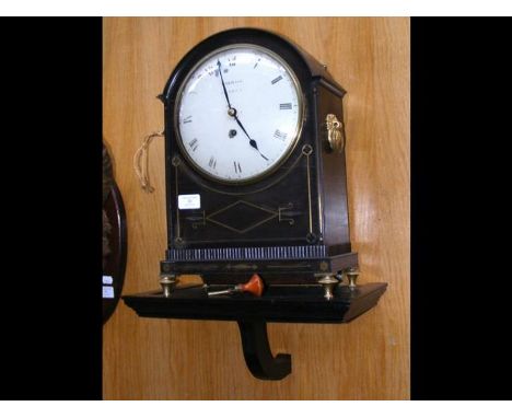 A Regency mahogany cased bracket clock by Barwise of London - with single fusee movement and original bracket - the clock mea