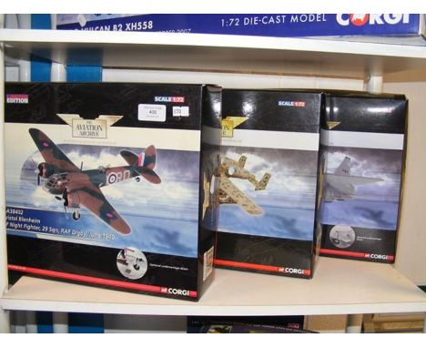 Three Corgi Aviation Archive model fighter planes - AA38402, AA38005 and AA32314 