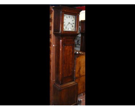 An early 19th century inlaid oak longcase clock with square painted dial