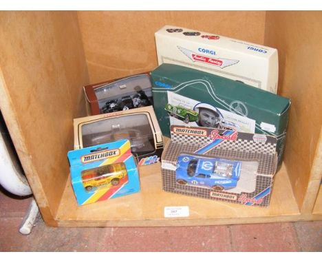 A Corgi Austin Healey three die cast car box set, together with other die cast model vehicles 