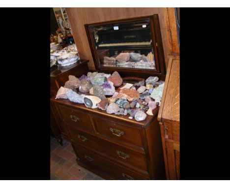 A mahogany dressing chest consisting of two short and two long drawers and swing mirror to back - width 93cm 