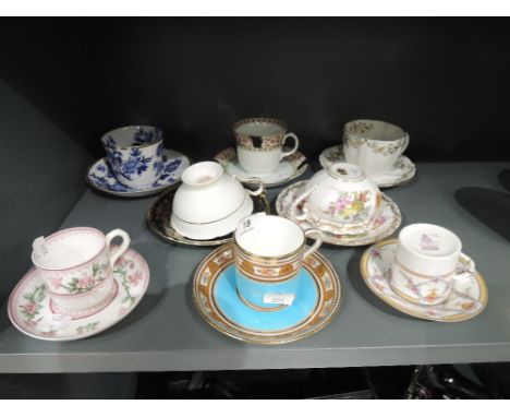 A selection of vintage tea cups and saucers including Dresden Royal Worcester etc