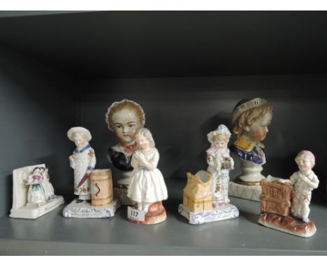 A selection of vintage ceramic farrings figures and busts