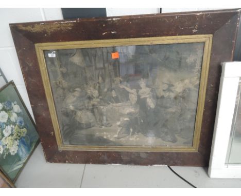 A vintage monochrome print in large frame