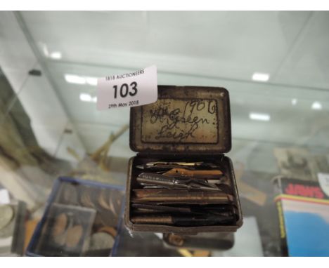 A selection of vintage ink and fountain pen nibs and ends