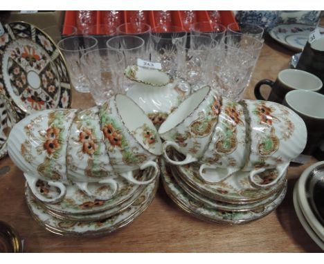 A selection of vintage un marked tea cups and saucers