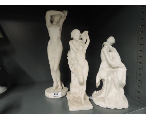 A selection of vintage salt stone style semi nude figures and figurines