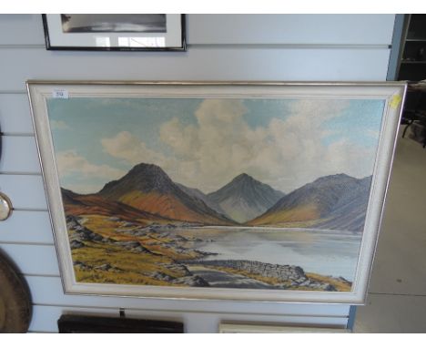 A vintage oil on board depicting Lakeland fell side signed S Miller
