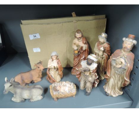 A selection of vintage nativity crib Christmas figures
