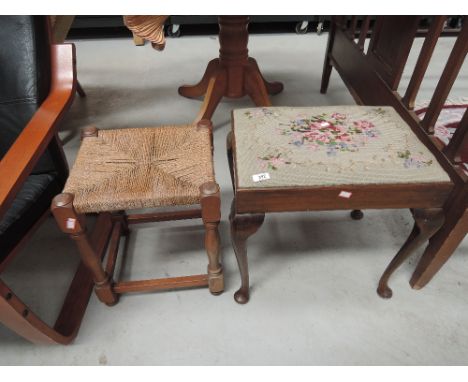 Two vintage stools including tapestry dressing table stool