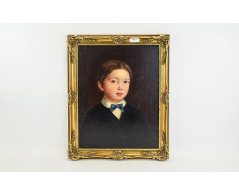 Oil On Canvas Portrait of A Young Child, Signed Pigot 66. 18 x 14 Inches. Modern Gilt Frame 