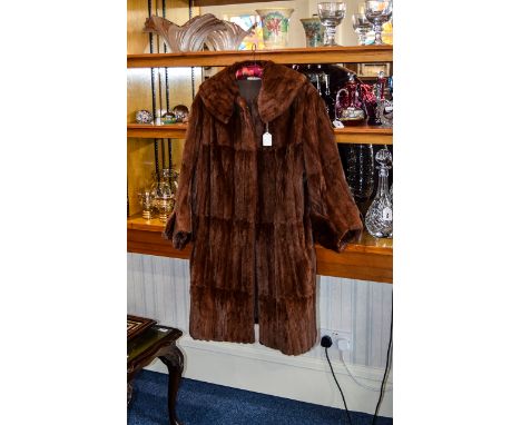 Mink Coat Russet mink mid length vintage coat. Fashioned in pieced pelts, all in very good condition, wide shawl statement co