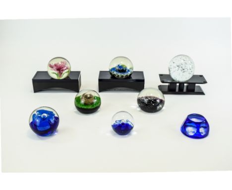 A Collection of Vintage Ltd Edition Glass Paperweights ( 8 ) In Total. Various Makers, Caithness etc - Please See Photo, Good