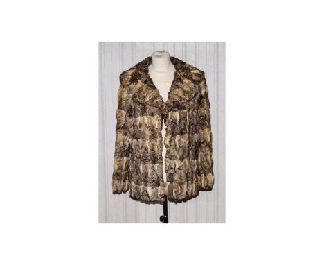 Vintage Rabbit Fur Jacket Ladies retro jacket in short boxy shape with side seam pockets and revere collar. Front hook and ey