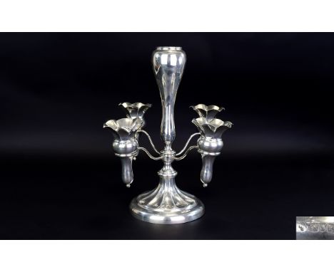 Edwardian Period - Impressive Silver 5 Branch Epergne / Centre Piece, of Good Proportions, Maker W.H & Co, Hallmark London 19